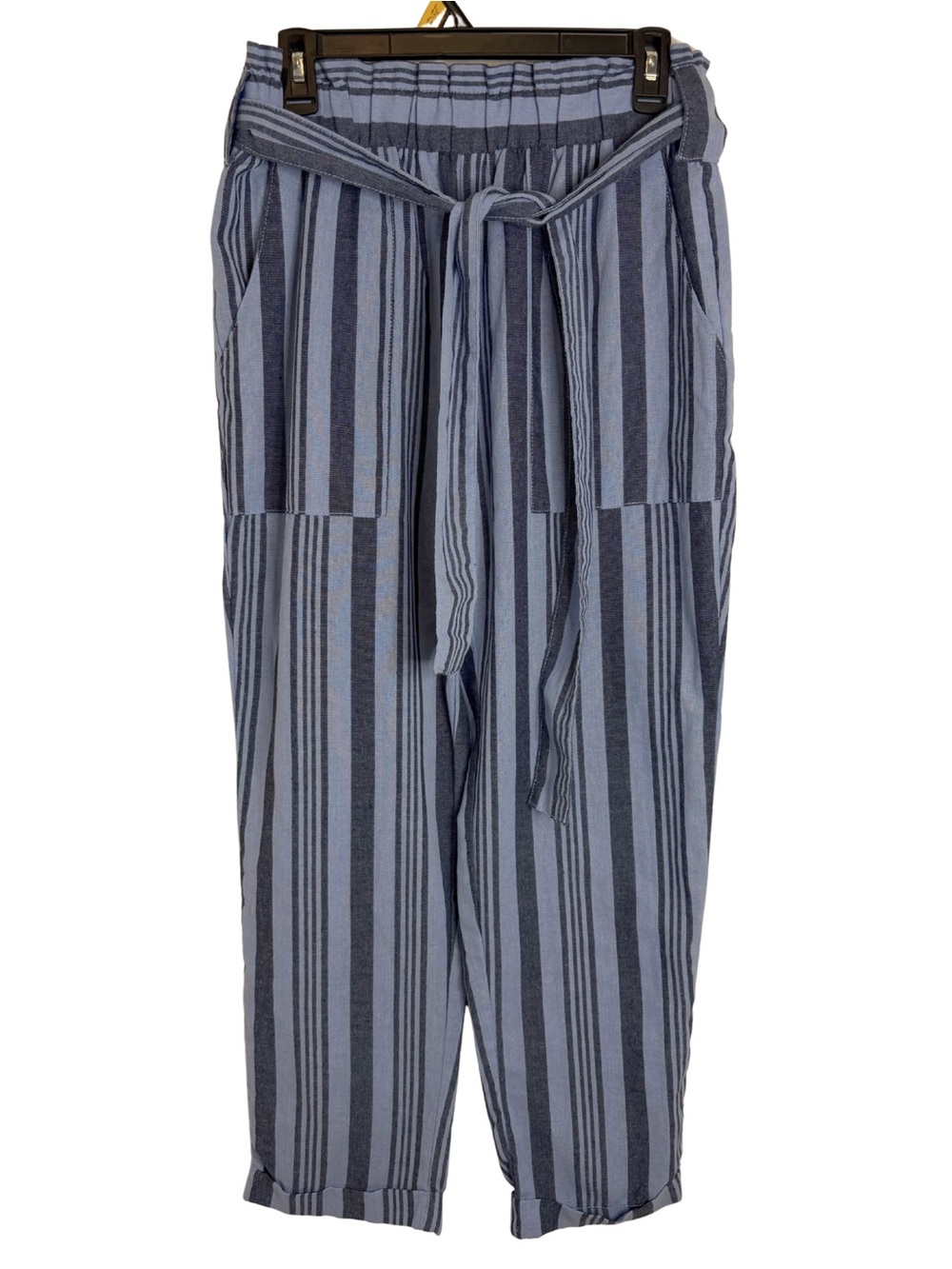 3/$20 Ci Sono Linen Collection Blue Striped Tie Waist Pants Size Medium